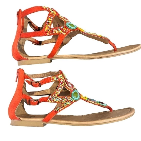 Euc No Angel women’s sandals, flats, beads, gems, boho, multicolour, size 7. - Picture 8 of 9